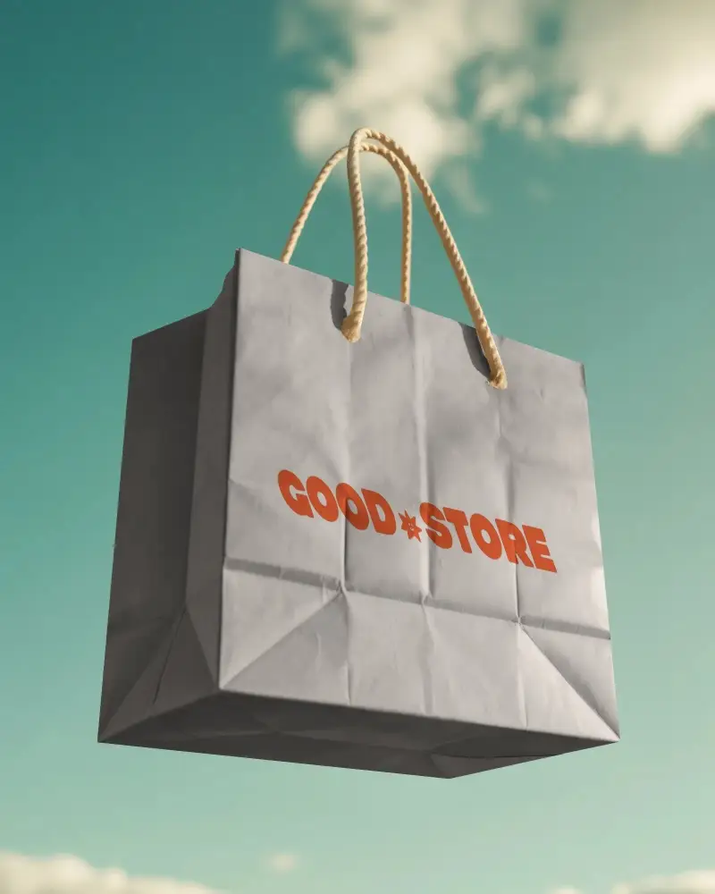 Eco Friendly Paper Bag Mockup With Rope Handles For Branding And Packaging Design