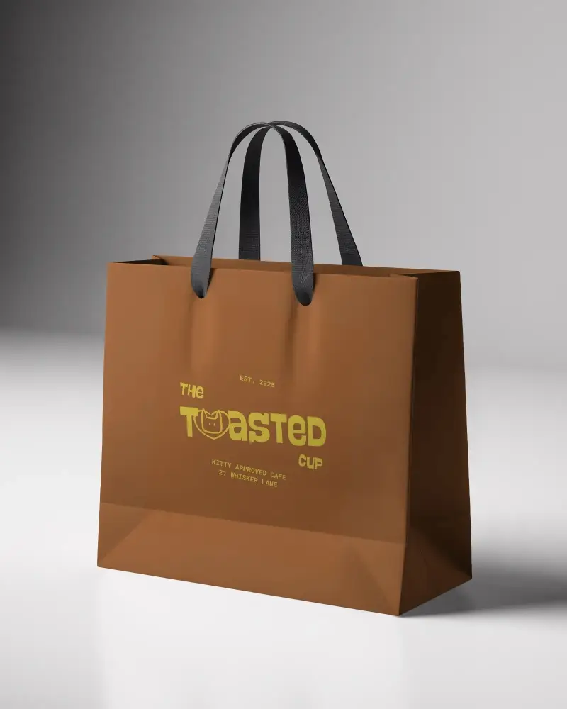 Premium Quality Paper Bag Mockup With Carry Handles For Retail And Brand Marketing Purposes