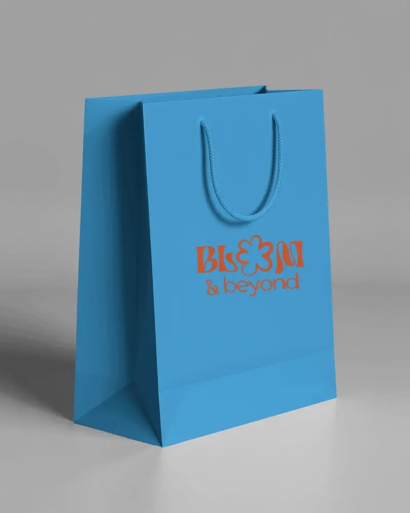 Eco Friendly Paper Bag Mockup With Durable Rope Handles For Retail Packaging And Gift Presentation