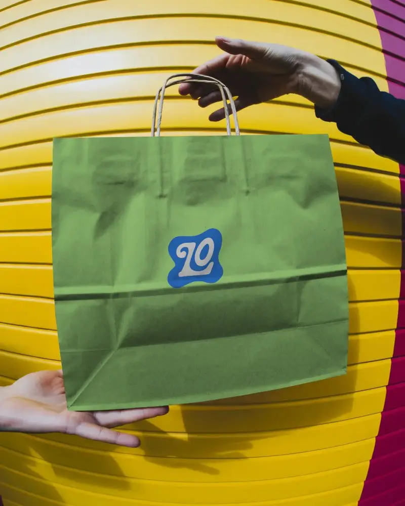 Eco Friendly Paper Bag Mockup For Retail And Commerce Use With Handle Design Template