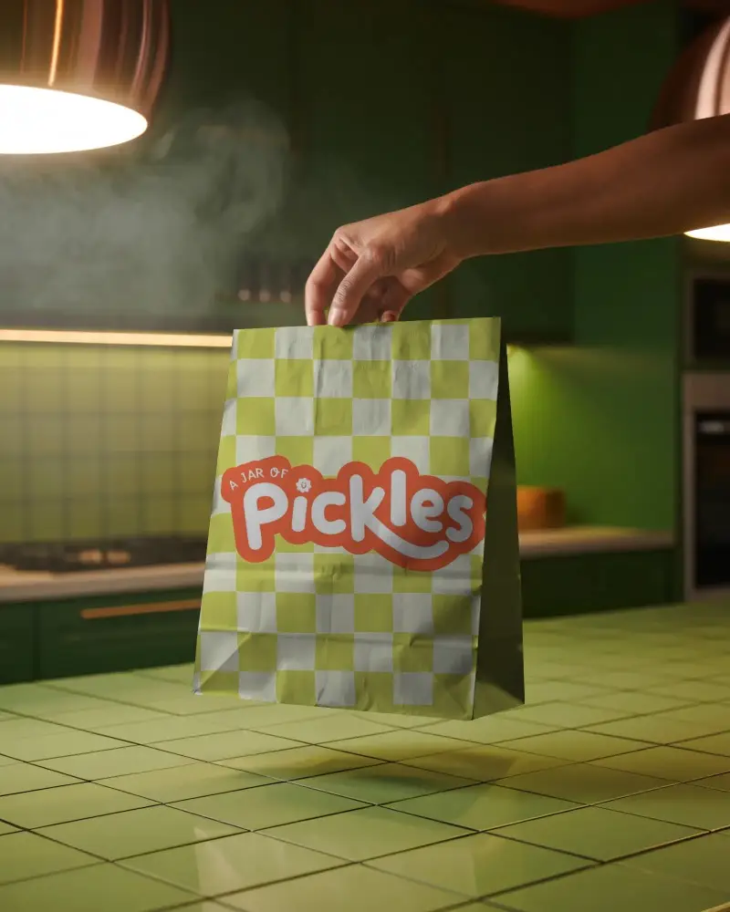 Customizable Paper Bag Mockup For Retail And Food Industry Promotion Use