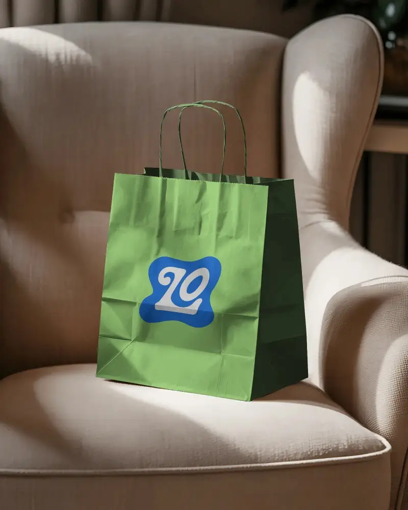 Realistic Paper Bag Mockup For Shopping Gift Packaging And Marketing Materials