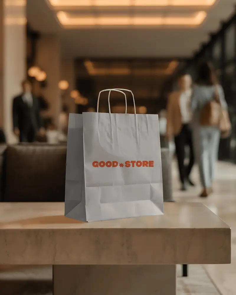 Minimalistic Paper Bag Mockup With Twisted Handle For Branding And Packaging Designs