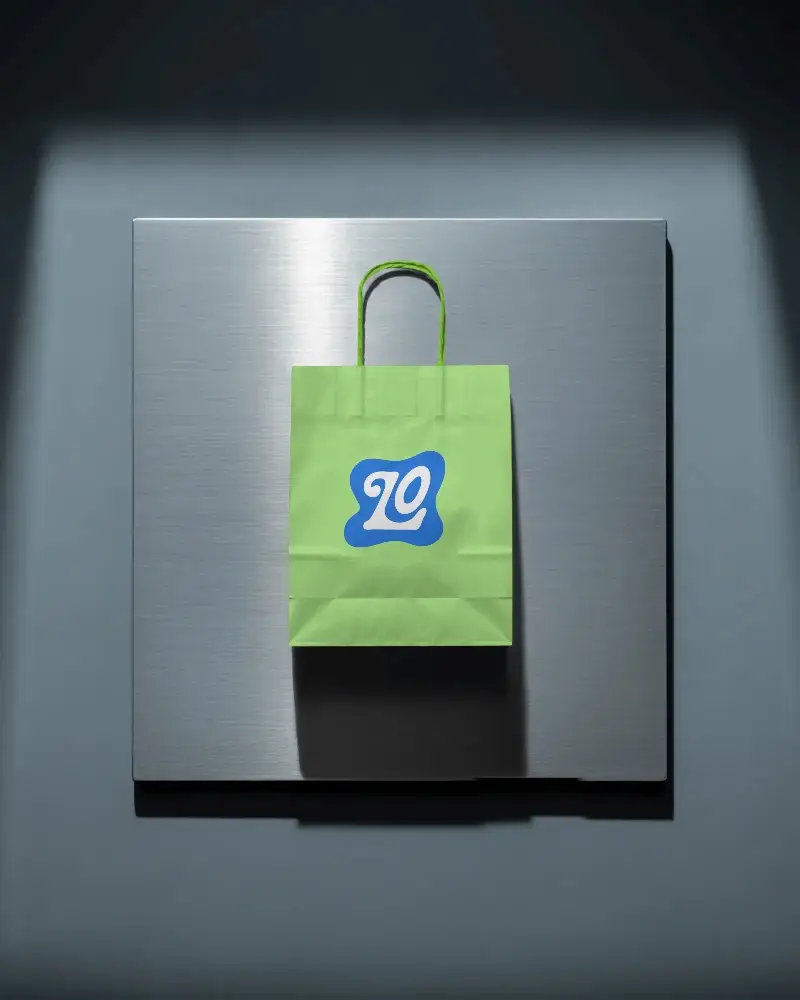 Eco Friendly Paper Bag Mockup With Twisted Handle On Minimalist Background For Branding