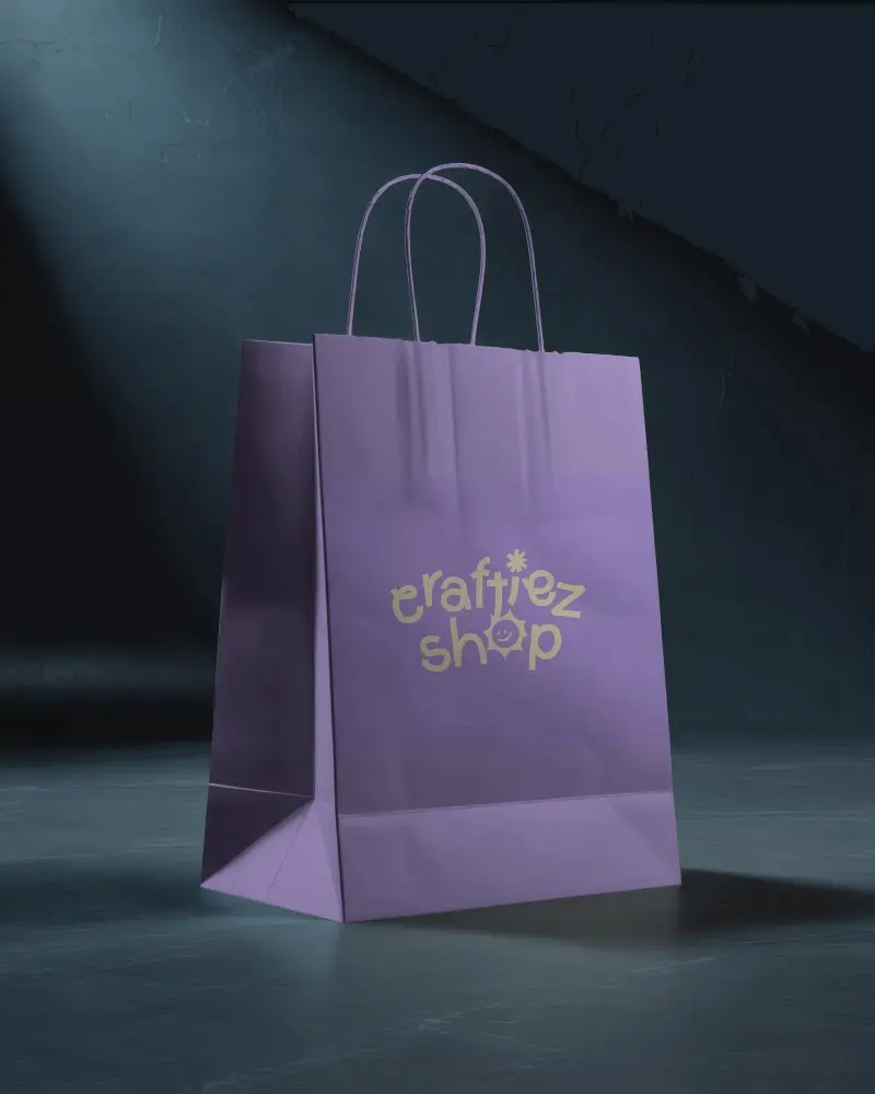 Eco Friendly Paper Shopping Bag With Twisted Handles Minimalist Retail Packaging Mockup