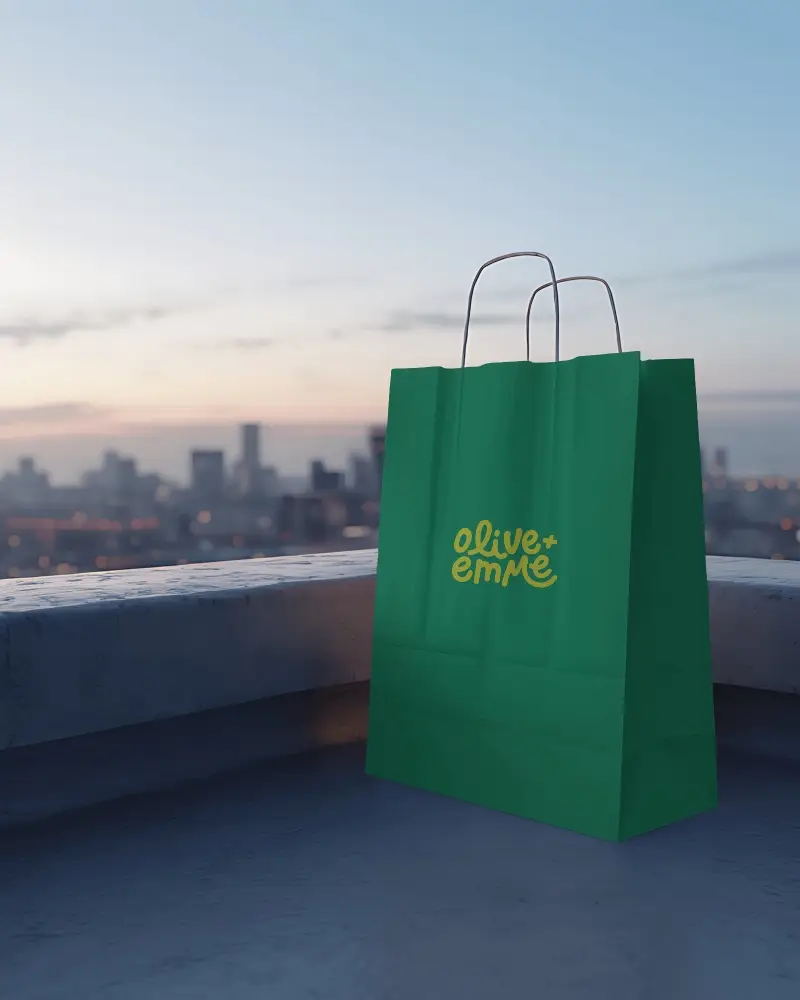 Minimalistic Paper Bag Mockup For Sustainable Retail Packaging And Branding Presentation