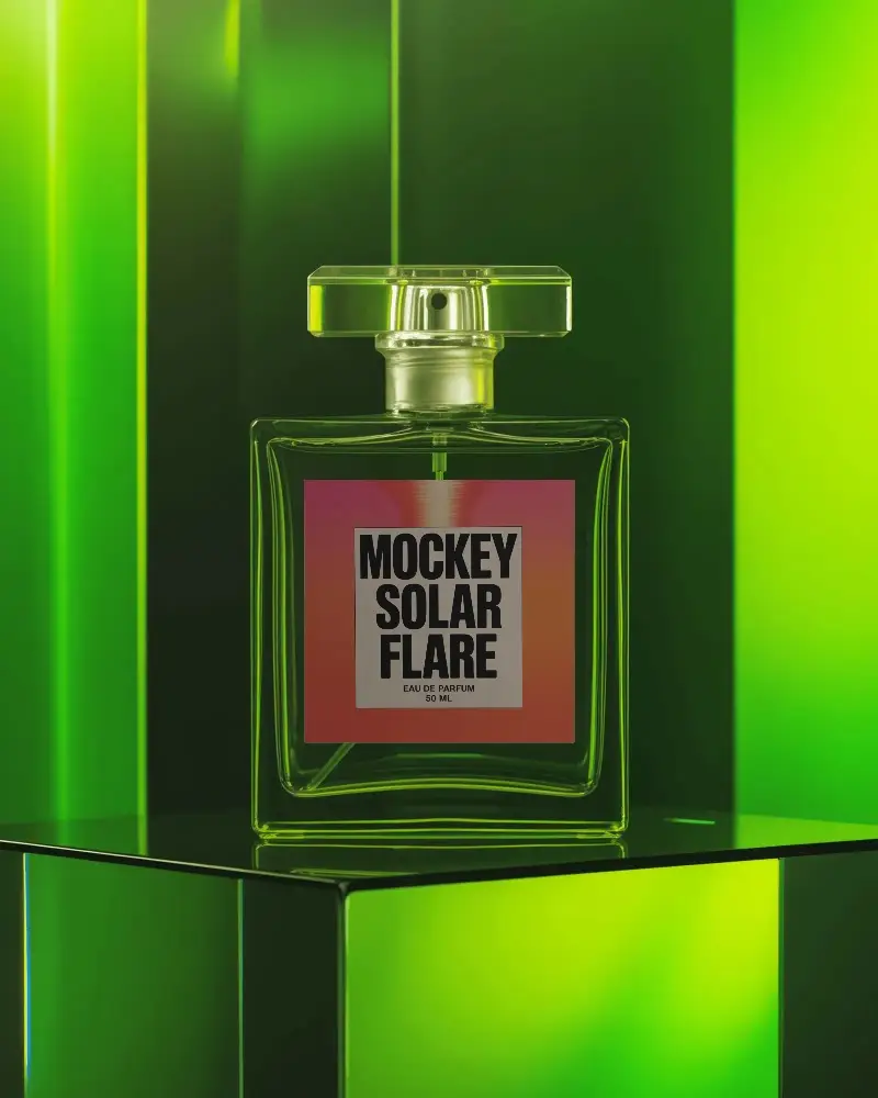 Elegant Glass Perfume Bottle Luxury Fragrance Mockup Beauty Product Display