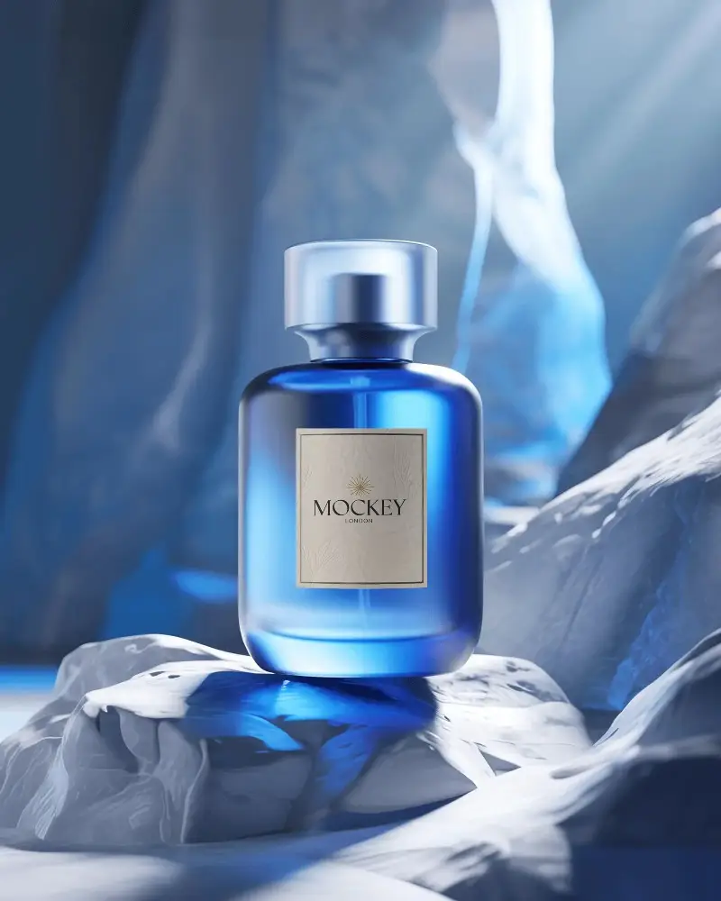 Luxury Cologne Bottle Mockup With Elegant Label Design For Branding Presentation