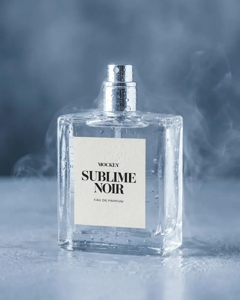 Luxury Perfume Mockup With Clear Glass And Metallic Spray For Branding