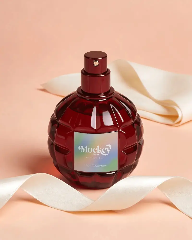 Luxury Faceted Perfume Bottle With Blank Label Elegant Fragrance Mockup Display