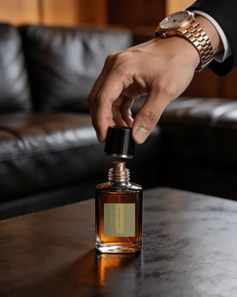 Luxury Perfume Bottle Mockup With Removable Cap Showing Elegant Fragrance Packaging