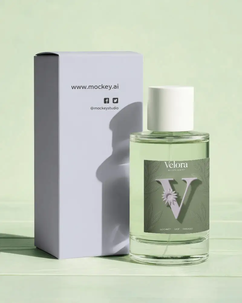Minimalist Perfume Bottle And Packaging Display For Luxury Fragrance Brand Visualization