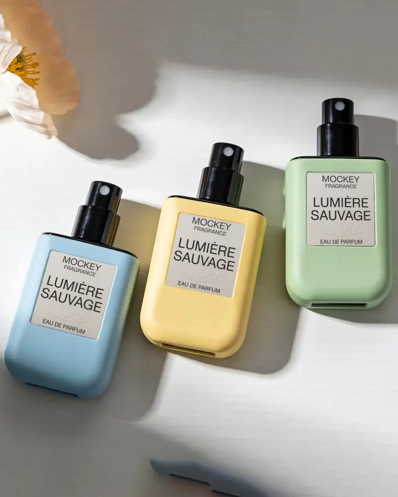 Premium Cosmetic Set Perfume Bottle Mockup Matte Finish With Centralized Label Space