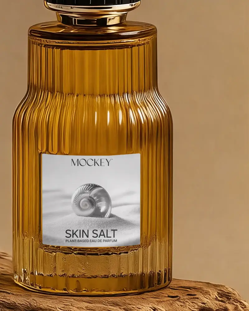 Elegant Perfume Bottle Mockup With Textured Glass And Blank Label Design For Branding