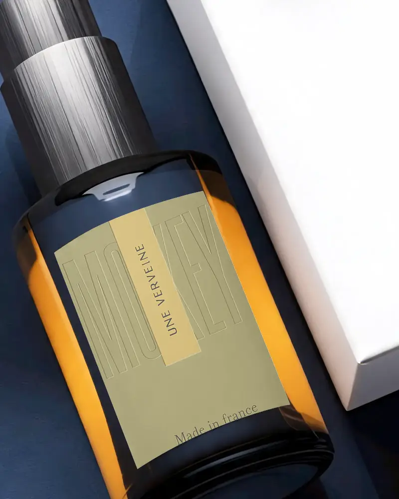 Premium Glass Perfume Bottle Mockup With Blank Label For Custom Fragrance Branding And Design