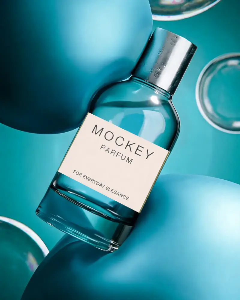 Luxury Glass Perfume Bottle Mockup With Blank Label For Branding And Design Showcase