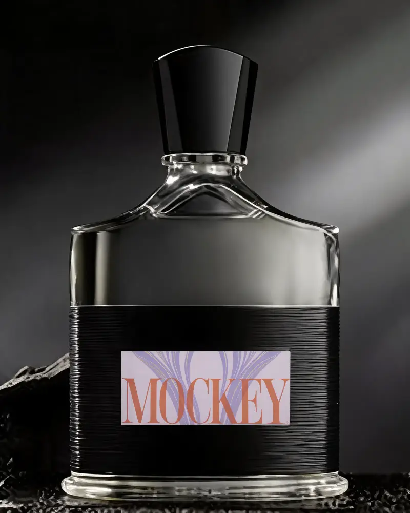 Luxury Perfume Bottle Mockup With Minimalist Label Design For Fragrance Branding