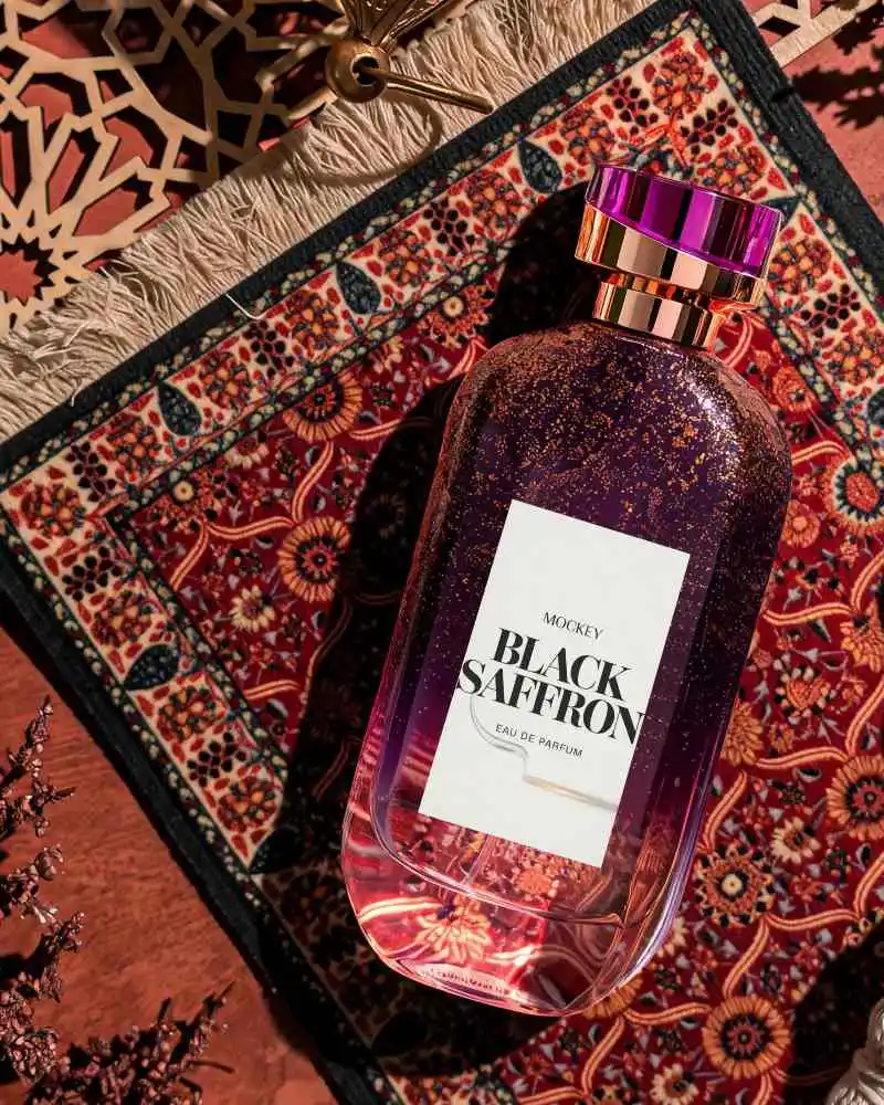 Ornate Perfume Mockup With Detailed Texture And Luxurious Packaging Background