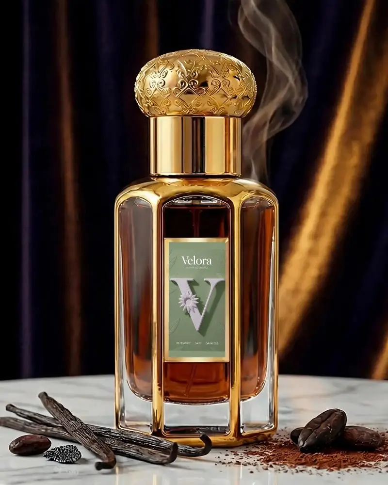 Exquisite Perfume Mockup With Vanilla Spices Coffee Cocoa Inspired Scent Packaging