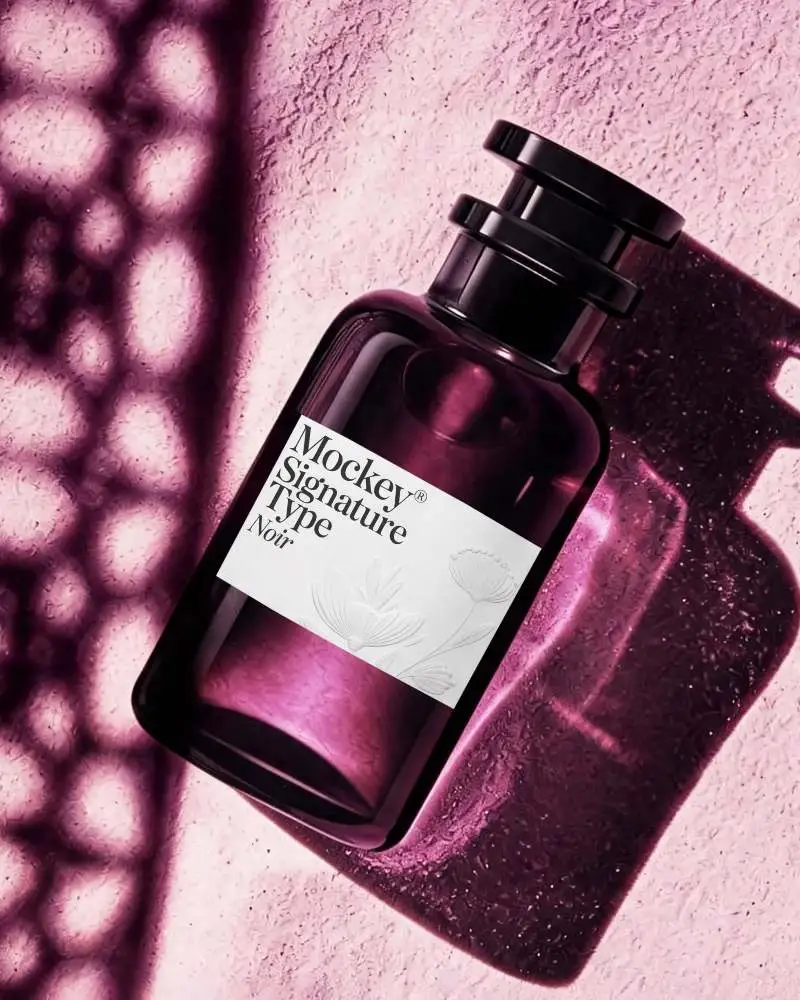 Elegant Cosy Glass Perfume Mockup With Shadow Play For Brand Presentation