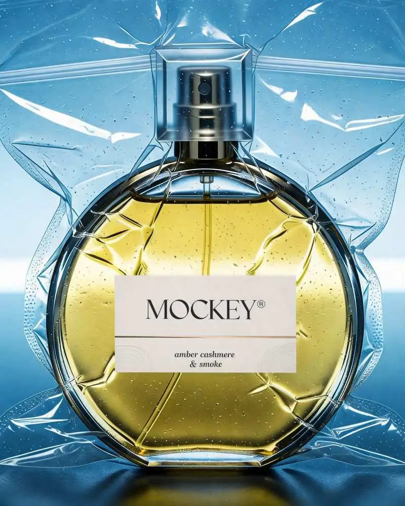Luxury Perfume Mockup With Glass And Plastic Packaging For Cosmetic Brand Showcase
