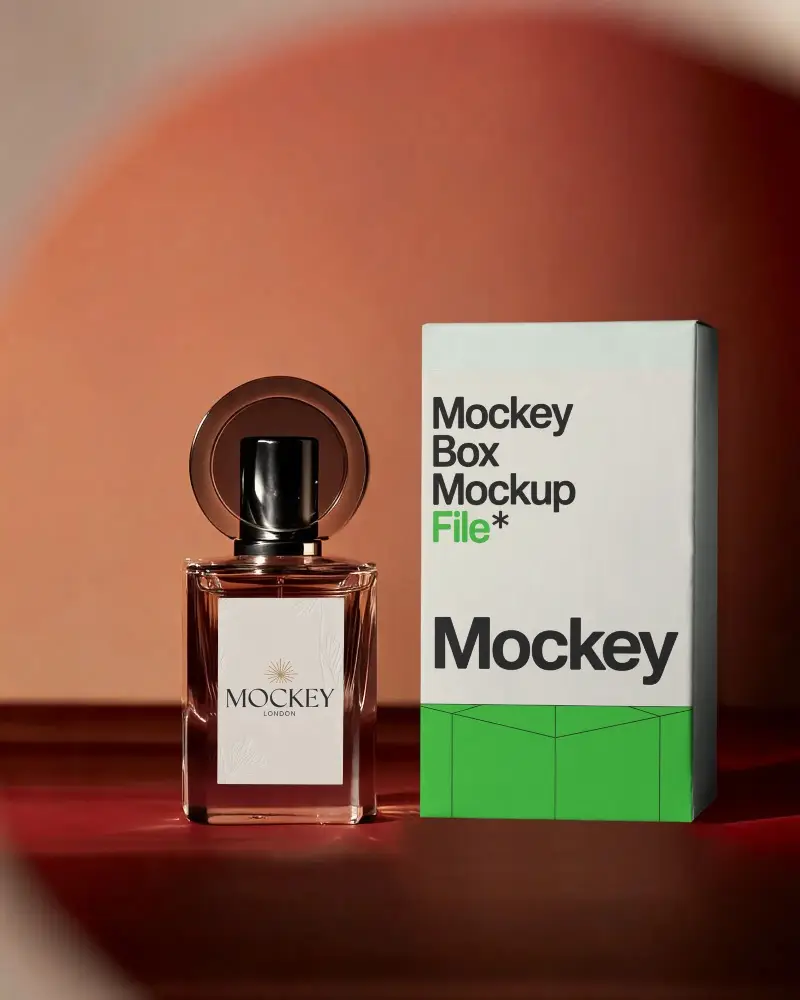 Luxury Perfume Mockup Display With Clear Glass Bottle And Blank Label For Custom Design