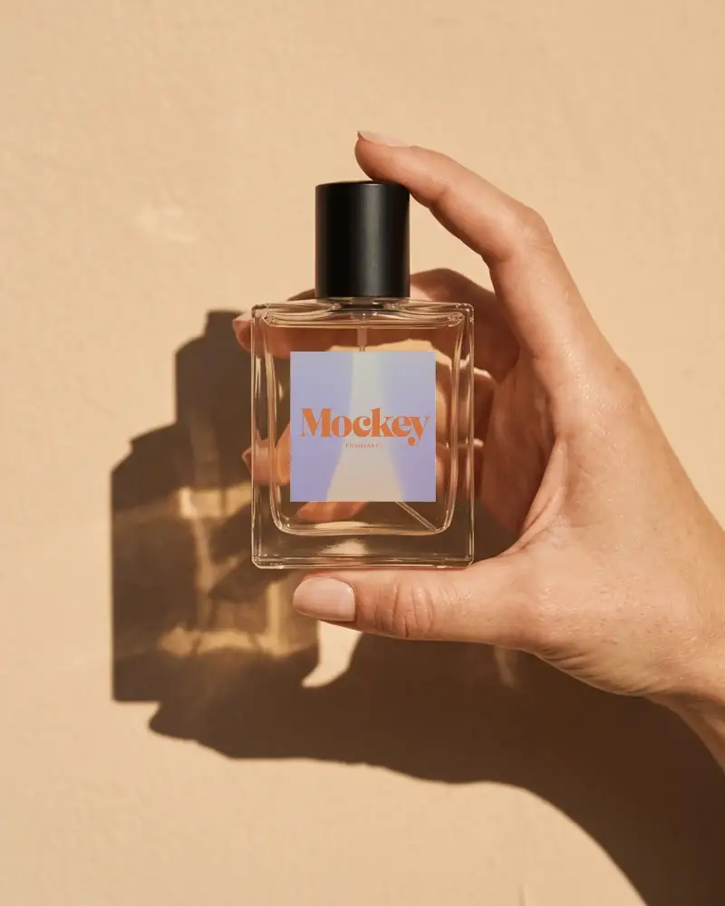 Minimalist Clear Glass Perfume Bottle Mockup For Brand Packaging Display