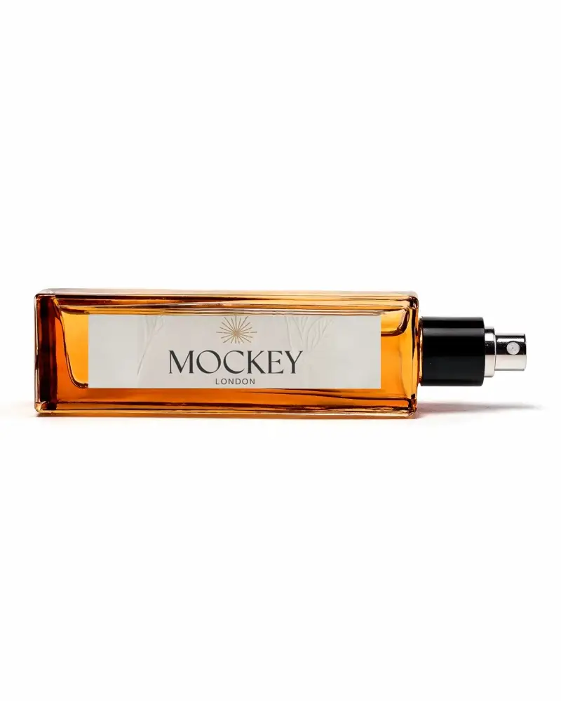 Premium Transparent Perfume Mockup Bottle For Cosmetic Packaging Horizontal View