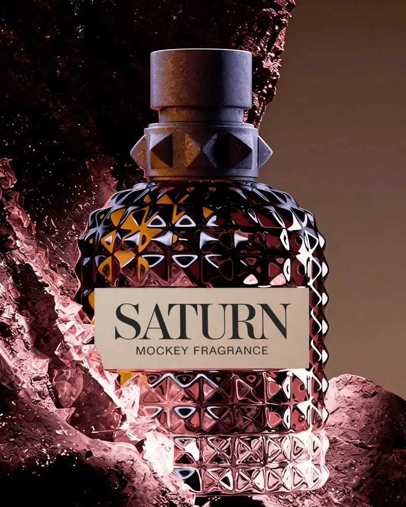 Luxury Perfume Bottle Mockup With Intricate Textured Glass And Unique Cap Design