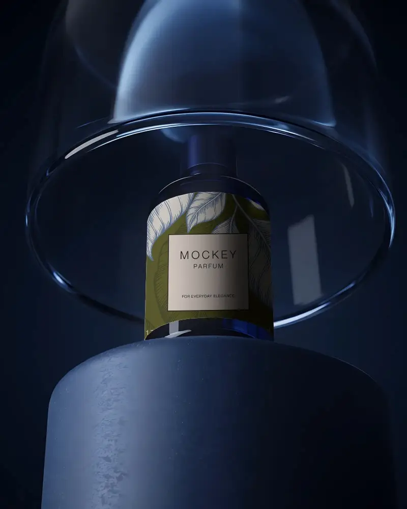 Luxury Glass Perfume Bottle Mockup With Minimalist Elegant Design For Brand Presentation