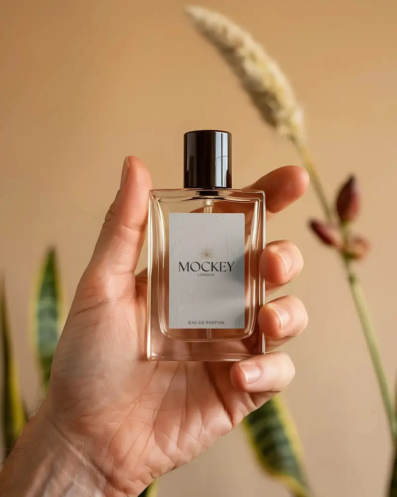 Elegant Sleek Perfume Bottle Mockup For Luxury Fragrance Brand Promotion And Design