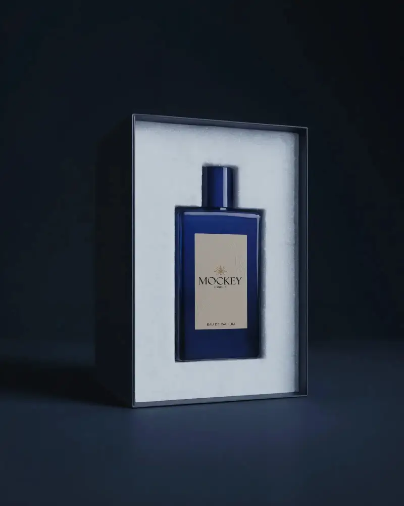 Premium Perfume Bottle Mockup In Foam Lined Box For Secure Stylish Gift Packaging