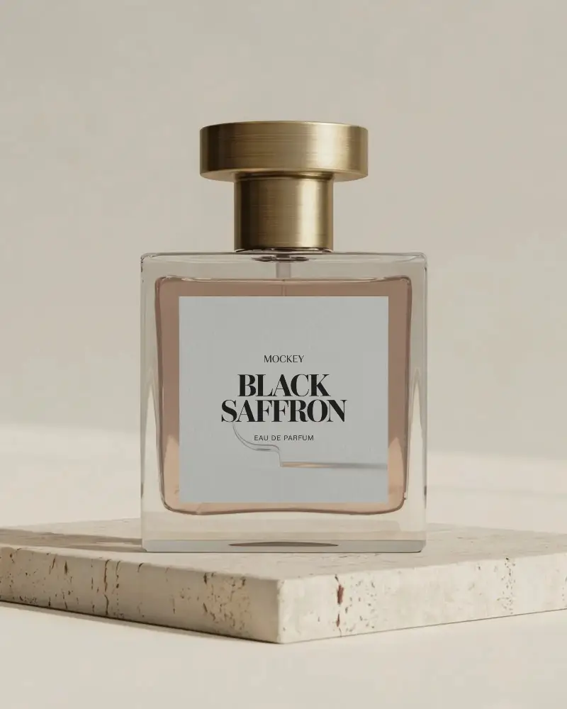 Stylish Perfume Bottle Mockup For Scent Branding On Light Background With Soft Shadow