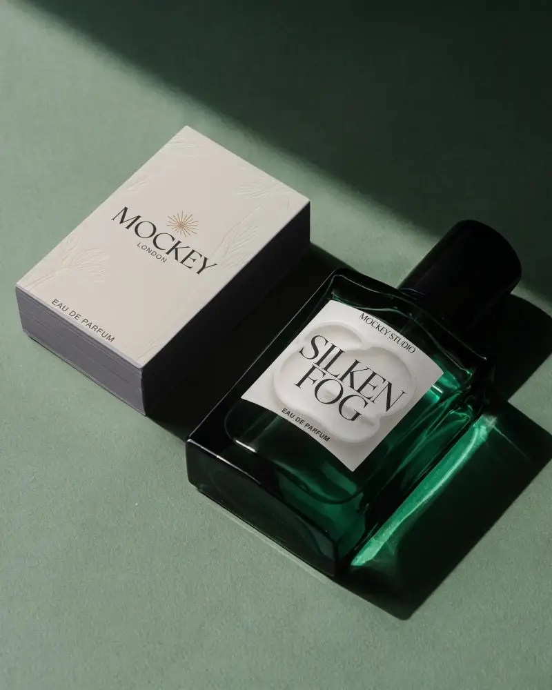 Luxury Perfume Bottle Mockup With Blank Label And Packaging Mockup For Brand Presentation