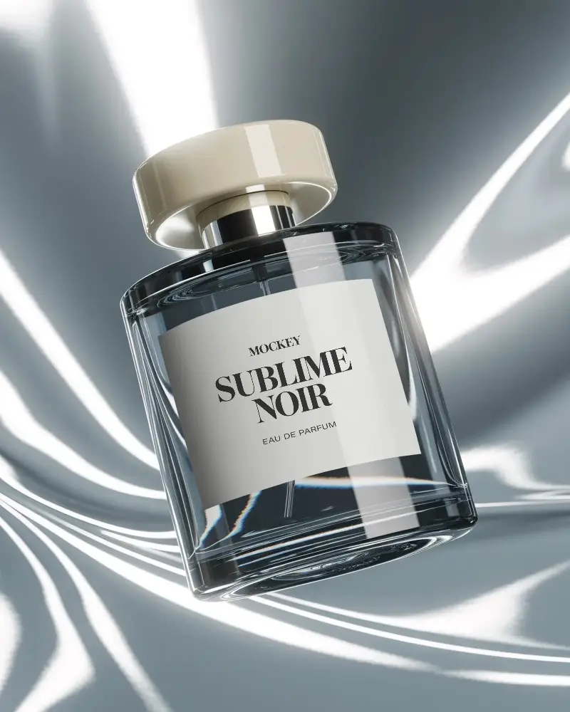 Sleek Clear Perfume Bottle Mockup With Clean Design For Branding And Advertising