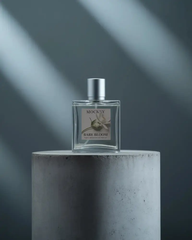 Luxury Perfume Bottle Mockup With Clear Glass And Modern Minimalist Design For Brand Presentation