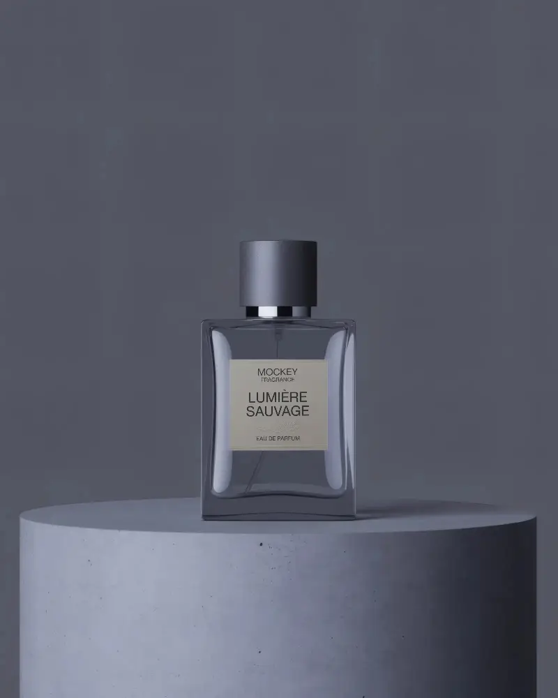 Elegant Minimalist Glass Perfume Bottle Mockup For Luxury Fragrance Brand Presentation