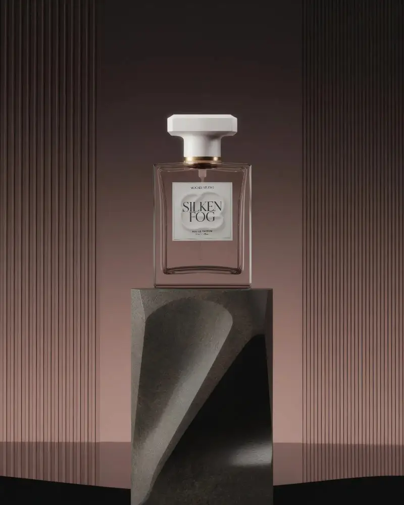 Modern Perfume Mockup Transparent Glass Bottle Premium Fragrance Branding