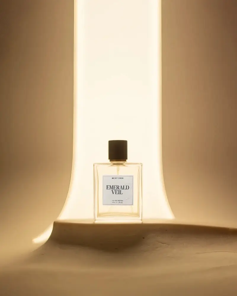 Premium Perfume Mockup Showcasing Transparent Container With Simple Label Design