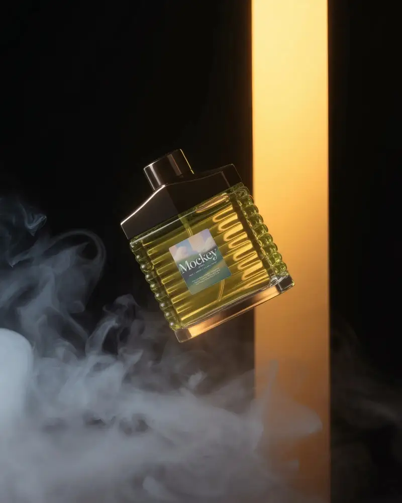 Luxury Perfume Mockup With Smoke Effect And Modern Design For Branding