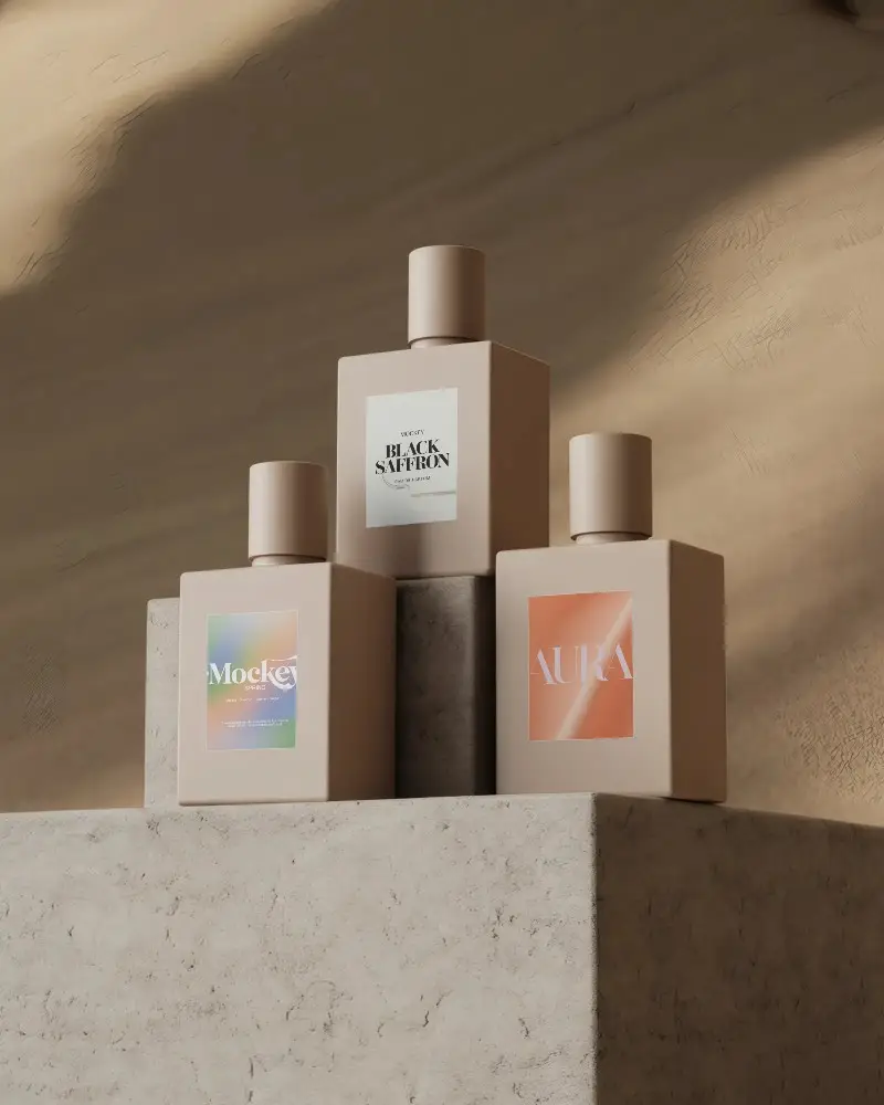 Elegant Modern Perfume Bottle Mockup With Simple Label Design For Brand Promotion