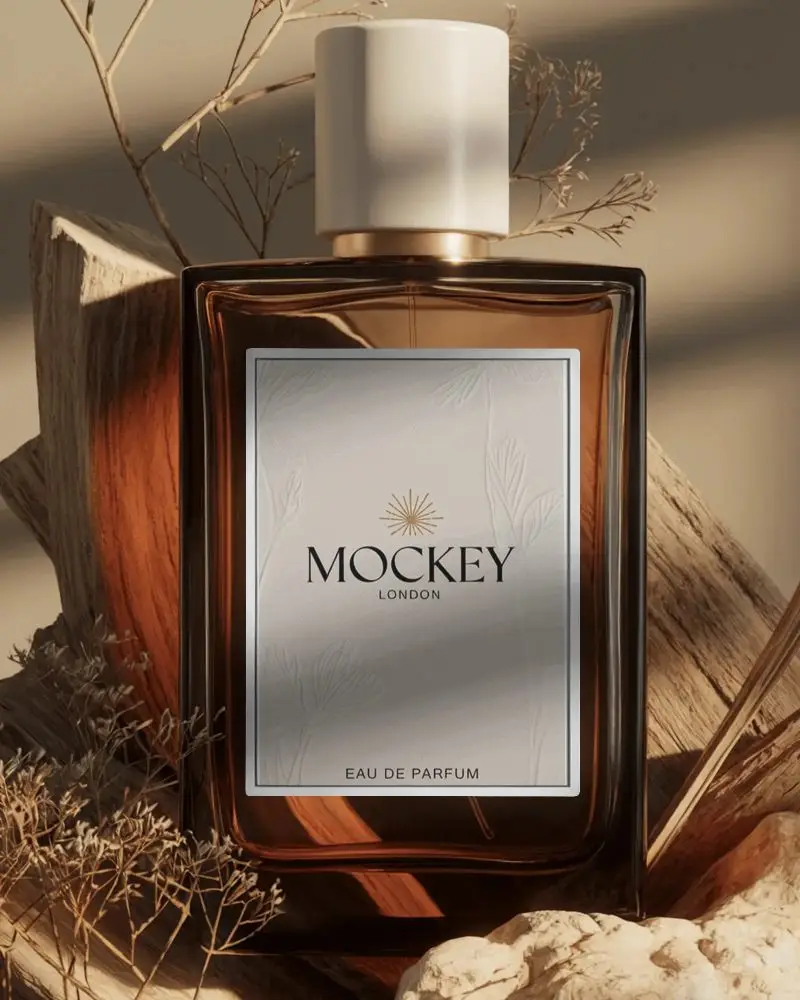 Luxury Perfume Bottle Mockup On Nature Inspired Background For Branding Usage