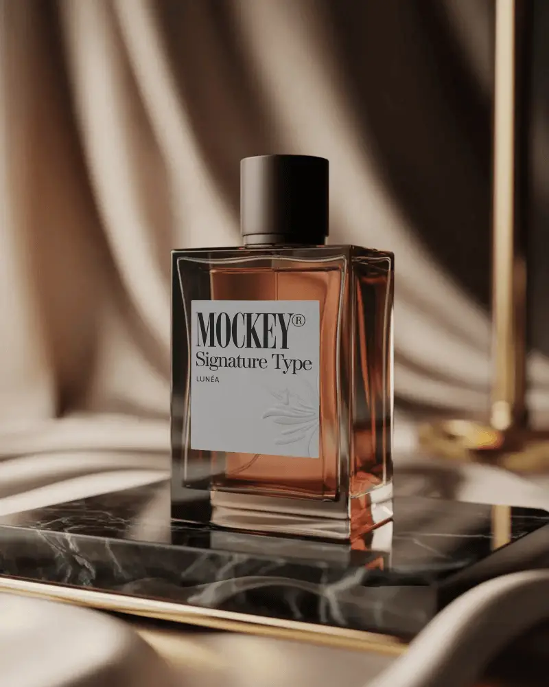 Luxury Perfume Bottle Mockup With Elegant Glass Design And Minimalist Label For Branding