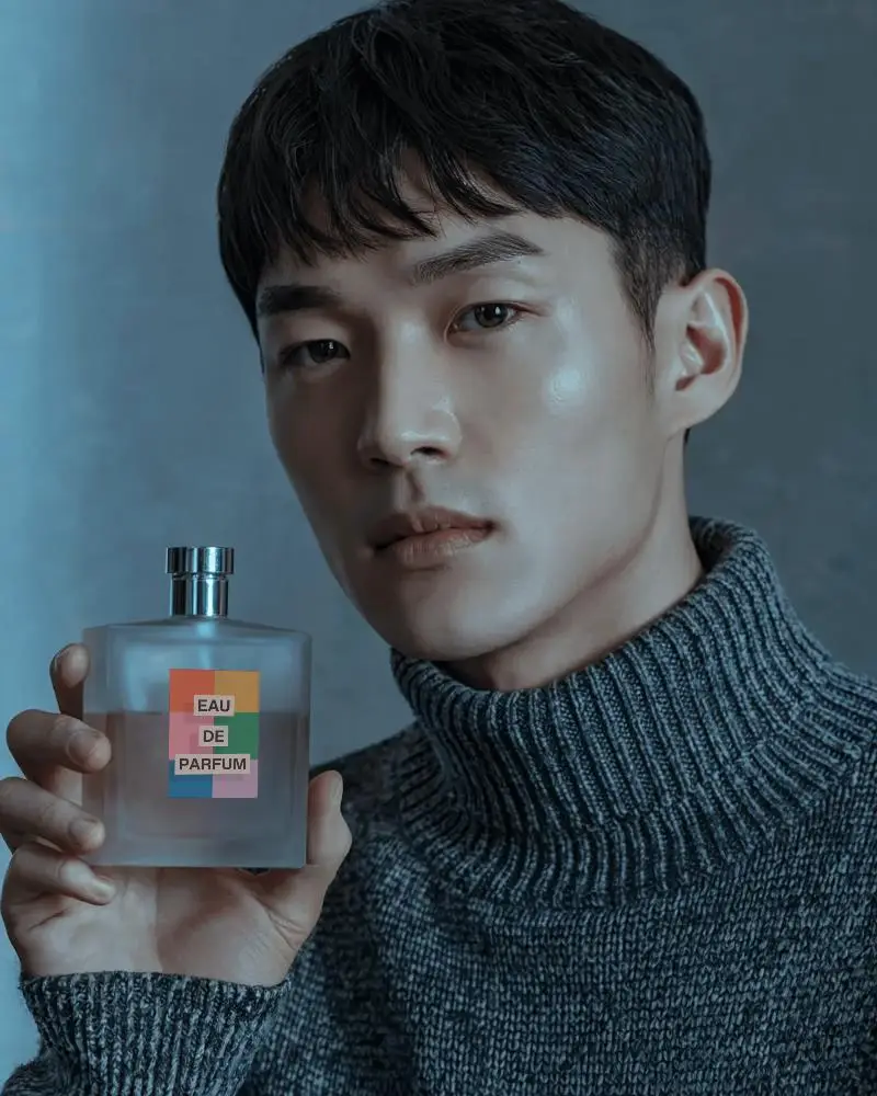 Luxurious Mens Perfume Bottle Display Elegant Mockup For Fragrance Advertisement