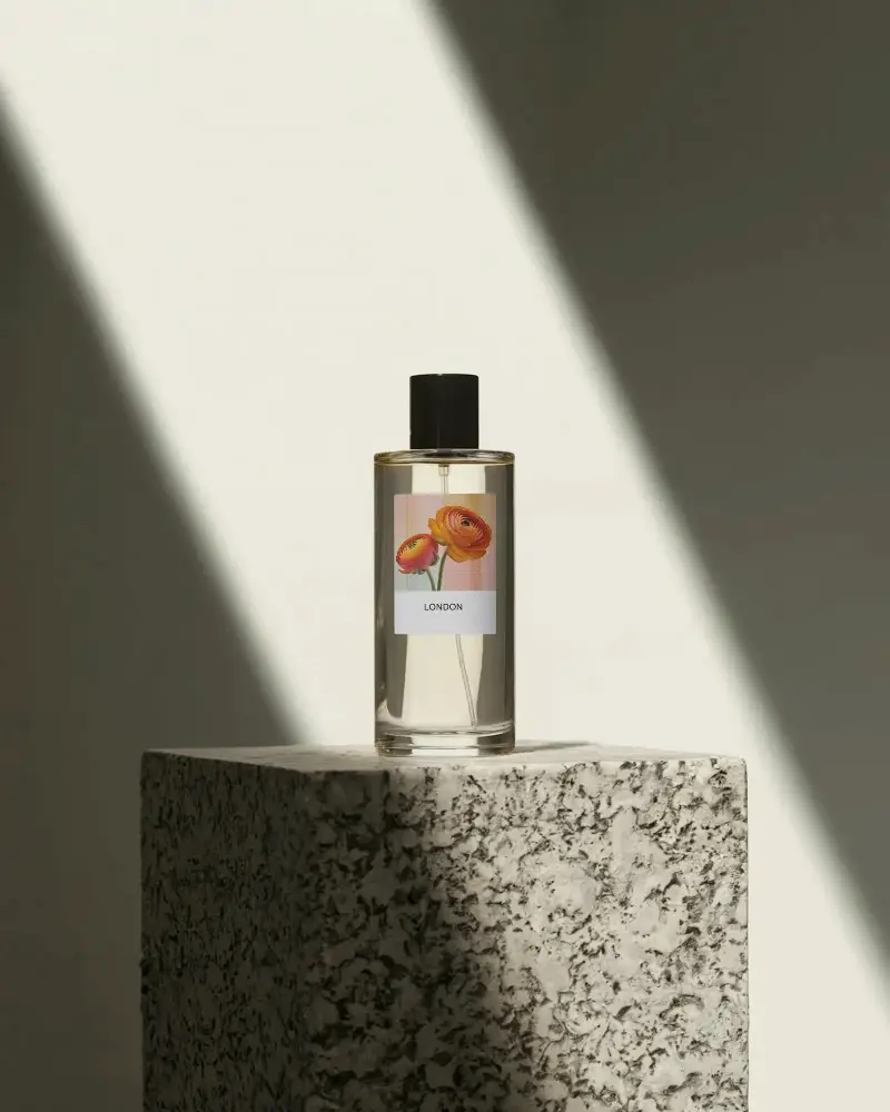 Elegant Minimalist Perfume Bottle Mockup Display For Luxury Fragrance Packaging Design