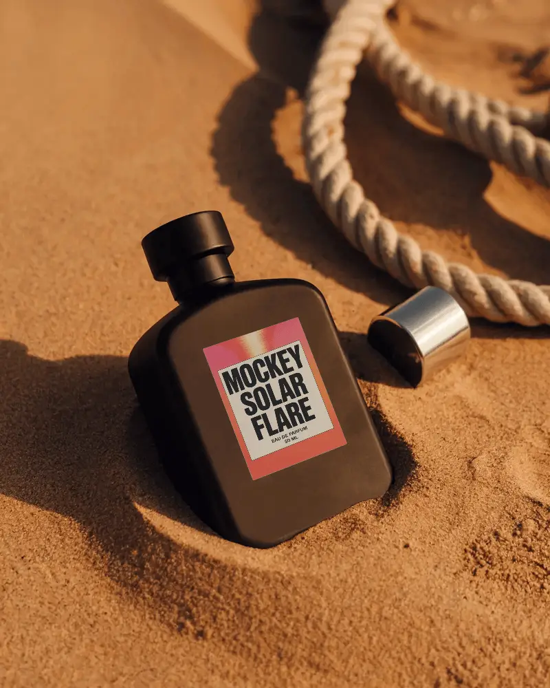 luxury-perfume-bottle-mockup-on-sand-closeup-matte-finish-elegant-design-isolated