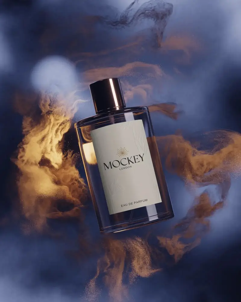 luxury-perfume-bottle-mockup-floating-in-dark-smoke-clouds-with-golden-swirls-dramatic-look