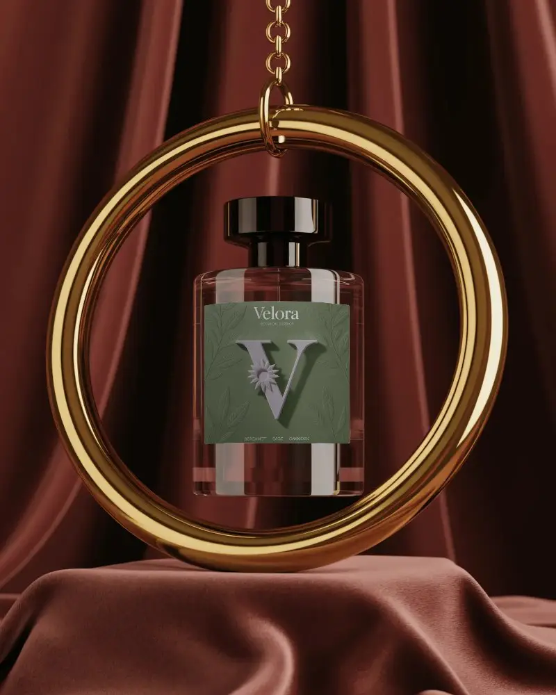 luxury-perfume-bottle-mockup-hanging-inside-golden-ring-with-rich-red-fabric-backdrop-premium