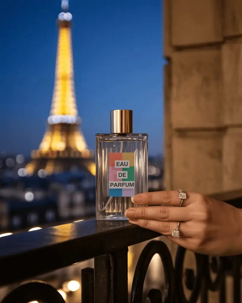 luxury-perfume-bottle-mockup-on-balcony-with-eiffel-tower-view-nighttime-parisian-romantic-scene