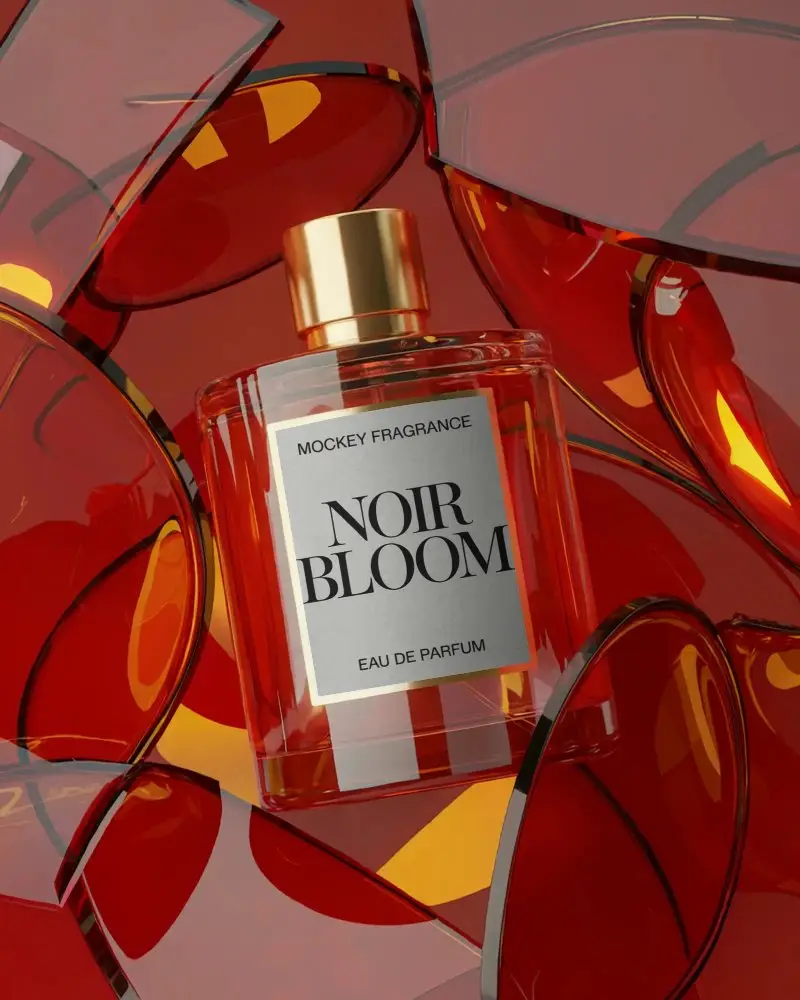 Luxury Perfume Bottle Mockup With Transparent Glass And Elegant Golden Cap Design